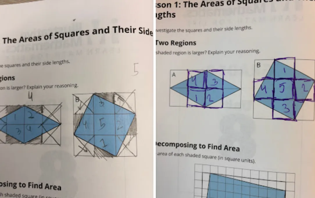 Areas of squares